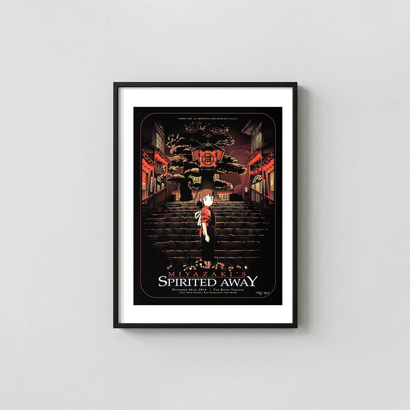Tracie Ching Spirited Away Art Print Poster | Ghibli Chihiro Bathhouse Screenprint Tracie Ching Spirited Away Art Print Poster | Ghibli Chihiro Bathhouse Screenprint Movie Posters Xe2X80X93 Portrait Frame Wall Art Mockup | Merchfuse