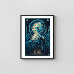 Ken Taylor Mondo Poster | Star Trek: First Contact Borg Queen Art Print | Sci-Fi Collectible Movie Posters xe2x80x93 Portrait Frame Wall Art Mockup | MerchFuse