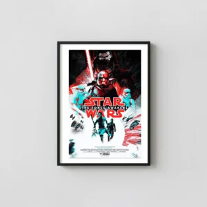 Force Awakens Poster: Matt Taylor Mondo Art Print – Kylo Ren and Rey Dynamic Illustration Movie Posters xe2x80x93 Portrait Frame Wall Art Mockup | MerchFuse