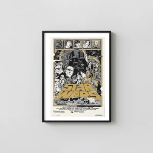 Star Wars Art Print: Tyler Stout Illustrated Mondo – Pen and Ink Character Montage Movie Posters xe2x80x93 Portrait Frame Wall Art Mockup | MerchFuse