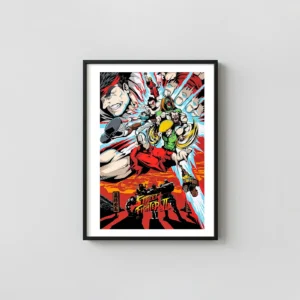 Street Fighter II: The Animated Movie Mondo Art Poster | Ryu, Ken, Chun-Li Dynamic Movie Posters xe2x80x93 Portrait Frame Wall Art Mockup | MerchFuse