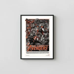 Tyler Stout's Avengers: Age of Ultron Screenprint Poster - Limited Edition MCU Art Avengers Movie Posters xe2x80x93 Portrait Frame Wall Art Mockup | MerchFuse