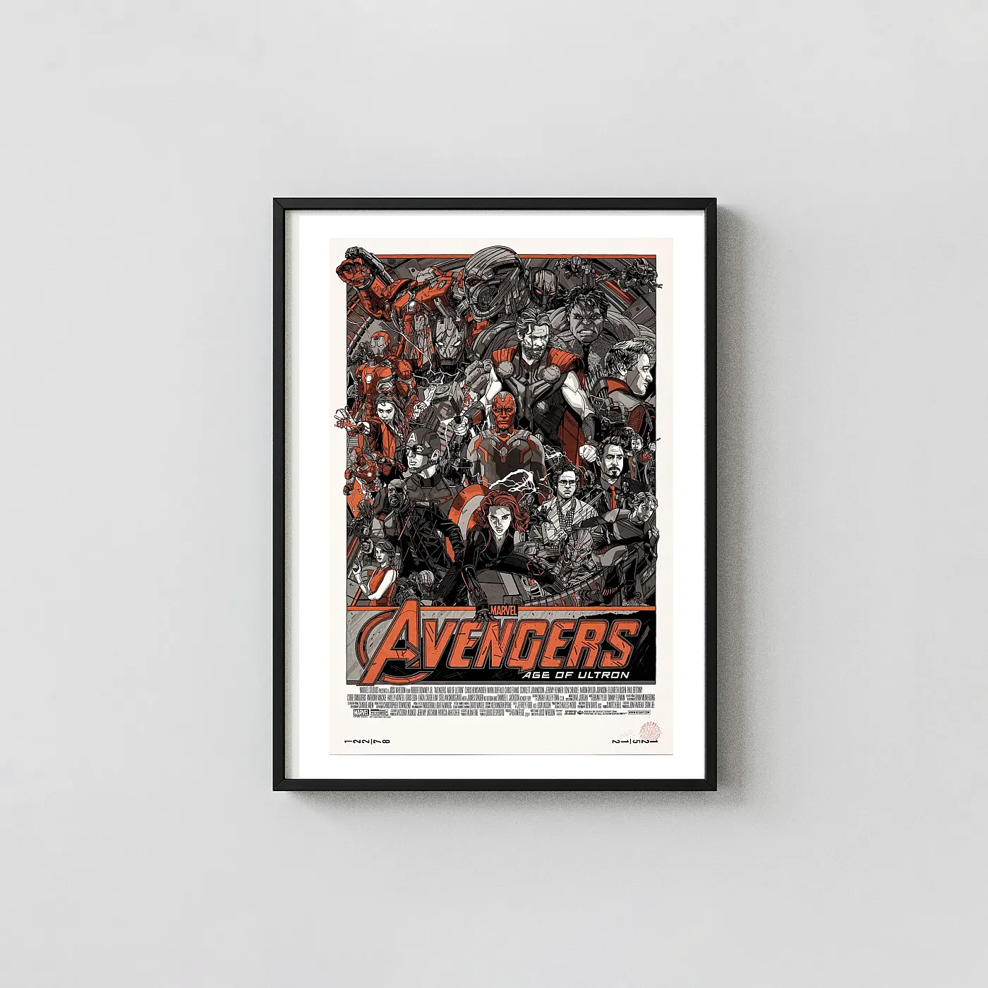 Tyler Stout'S Avengers: Age Of Ultron Screenprint Poster - Limited Edition Mcu Art Tyler Stout'S Avengers: Age Of Ultron Screenprint Poster - Limited Edition Mcu Art Avengers Movie Posters Xe2X80X93 Portrait Frame Wall Art Mockup | Merchfuse