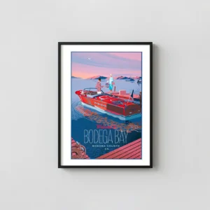 Laurent Durieux The Birds "Welcome to Bodega Bay" Poster | Hitchcock Movie Posters xe2x80x93 Portrait Frame Wall Art Mockup | MerchFuse