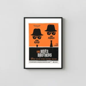 Olly Moss The Blues Brothers Mondo Poster | Jake & Elwood Mission from God Movie Posters xe2x80x93 Portrait Frame Wall Art Mockup | MerchFuse