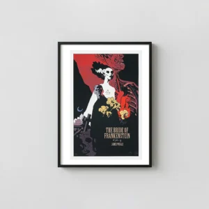 The Bride of Frankenstein Mondo Poster | Classic Horror Art Print by Mike Mignola Horror Movies Posters xe2x80x93 Portrait Frame Wall Art Mockup | MerchFuse