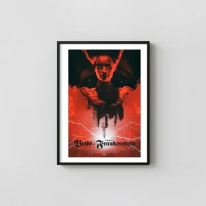 The Bride of Frankenstein (Greg Ruth Mondo Art Print) | Universal Classic Horror Horror Movies Posters xe2x80x93 Portrait Frame Wall Art Mockup | MerchFuse