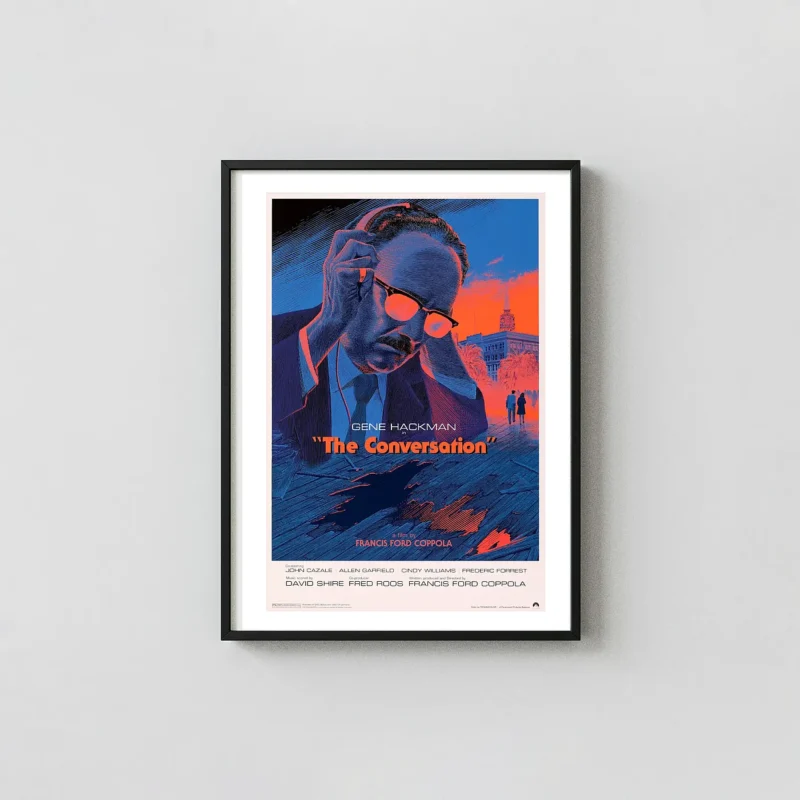 The Conversation Movie Poster by Laurent Durieux & Schuiten | Francis Ford Coppola Film Art Movie Posters xe2x80x93 Portrait Frame Wall Art Mockup | MerchFuse
