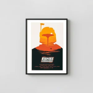Empire Strikes Back Poster: Olly Moss Minimalist Art Print – Boba Fett Silhouette Movie Posters xe2x80x93 Portrait Frame Wall Art Mockup | MerchFuse