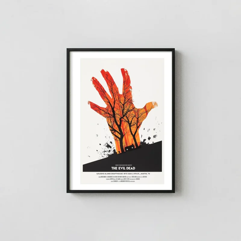 The Evil Dead (Olly Moss Mondo Poster) - Iconic Horror Movie Horror Movies Posters xe2x80x93 Portrait Frame Wall Art Mockup | MerchFuse