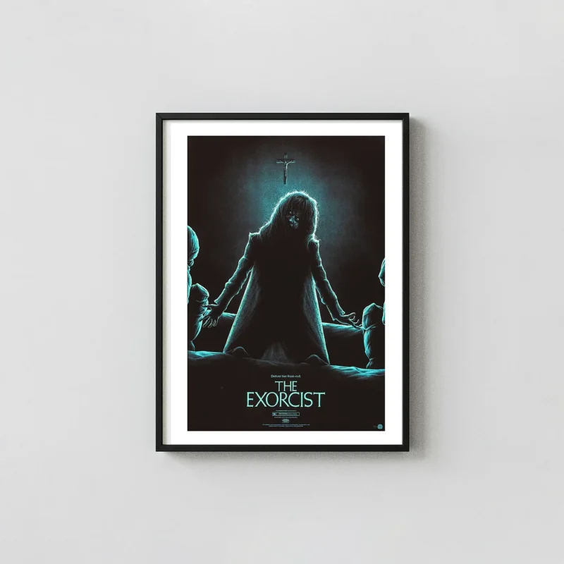 The Exorcist Mondo Poster (2019) | Matt Ryan Tobin Horror Horror Movies Posters xe2x80x93 Portrait Frame Wall Art Mockup | MerchFuse