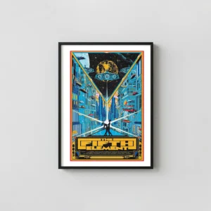 The Fifth Element Movie Poster by Kilian Eng | Neo-Futuristic Sci-Fi Movie Posters xe2x80x93 Portrait Frame Wall Art Mockup | MerchFuse