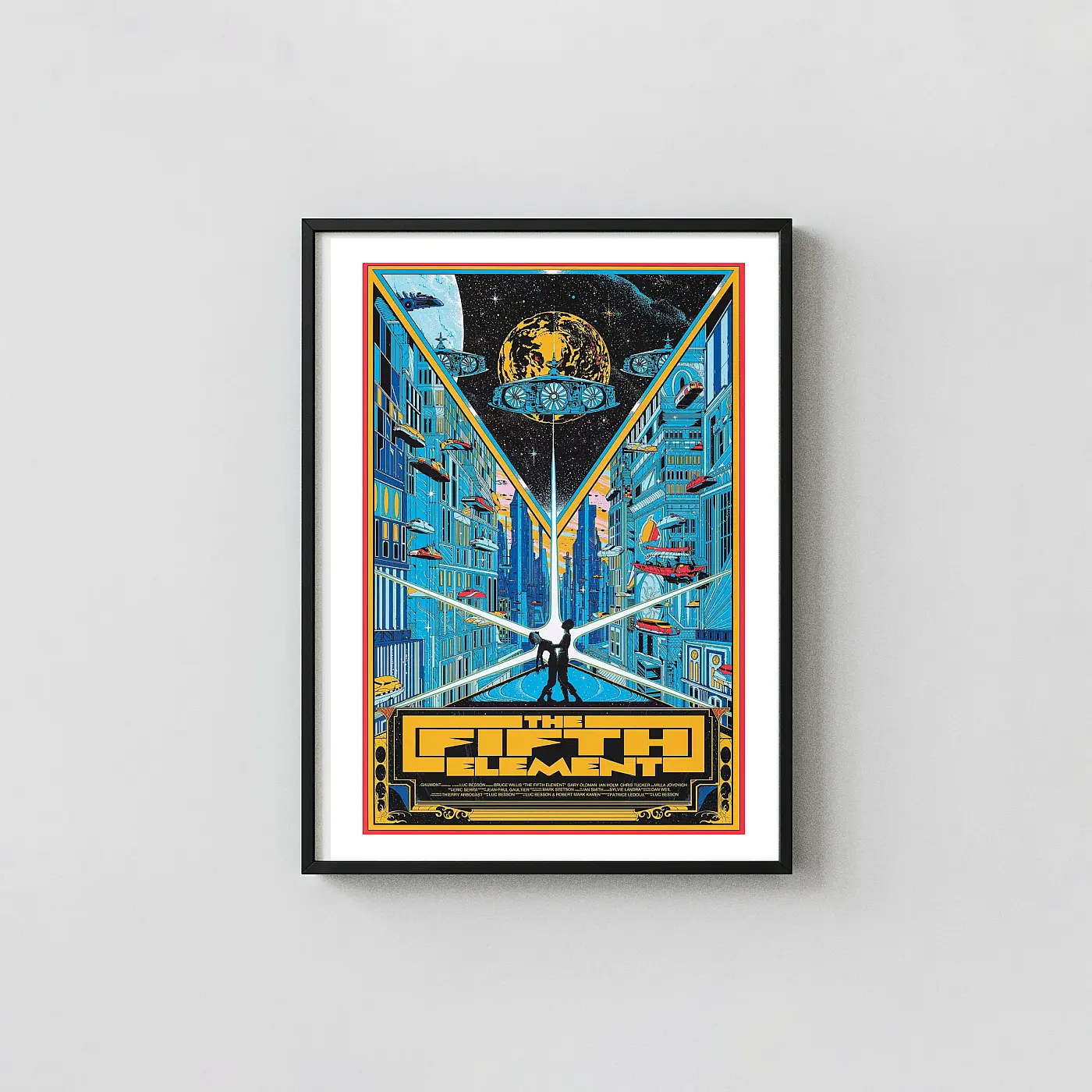 The Fifth Element Movie Poster By Kilian Eng | Neo-Futuristic Sci-Fi Art Print The Fifth Element Movie Poster By Kilian Eng | Neo-Futuristic Sci-Fi Movie Posters Xe2X80X93 Portrait Frame Wall Art Mockup | Merchfuse
