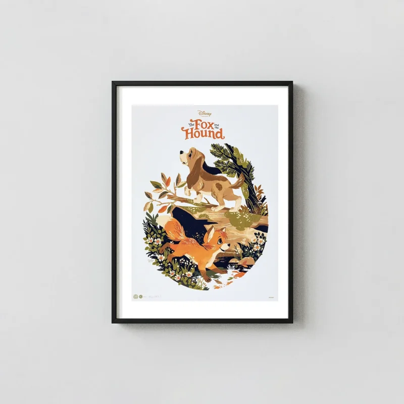 The Fox and the Hound Poster | Teagan White Mondo Disney Art Print | Copper and Todd Friendship