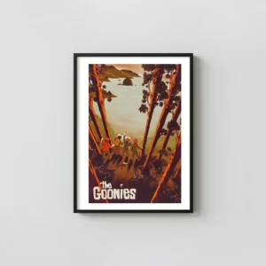 The Goonies Mondo Poster - Searching for One-Eyed Willy's Treasure Map Art Movie Posters xe2x80x93 Portrait Frame Wall Art Mockup | MerchFuse