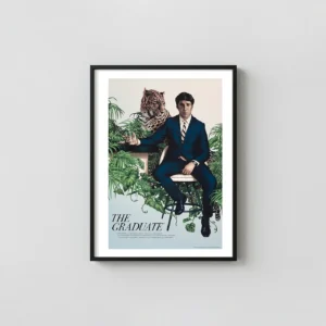 The Graduate Mondo Poster | Rory Kurtz Alternative Artwork Movie Posters xe2x80x93 Portrait Frame Wall Art Mockup | MerchFuse