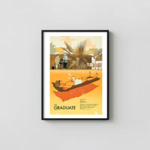 The Graduate Tomer Hanuka Mondo Poster Art | Benjamin Braddock Classic Film Movie Posters xe2x80x93 Portrait Frame Wall Art Mockup | MerchFuse