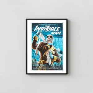 The Invisible Man (1933) Mondo Poster by Jason Edmiston | Universal Horror Horror Movies Posters xe2x80x93 Portrait Frame Wall Art Mockup | MerchFuse
