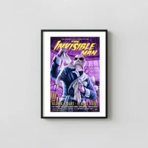 The Invisible Man Mondo Poster by Jason Edmiston | Universal Classic Monster Horror Movies Posters xe2x80x93 Portrait Frame Wall Art Mockup | MerchFuse
