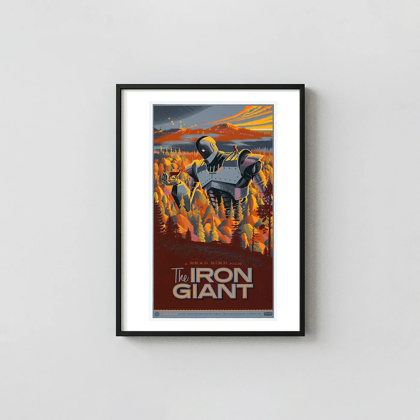 The Iron Giant Laurent Durieux Mondo Poster Print | Brad Bird Film Art The Iron Giant Laurent Durieux Mondo Poster Print | Brad Bird Film Art Movie Posters Xe2X80X93 Portrait Frame Wall Art Mockup | Merchfuse