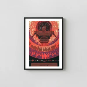 The Iron Giant Poster: Kevin Tong Mondo Red & Black Screenprint Art Movie Posters xe2x80x93 Portrait Frame Wall Art Mockup | MerchFuse