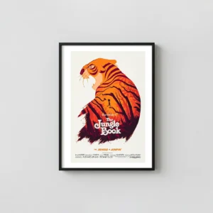 Disney's The Jungle Book Poster - Olly Moss Mondo Art Print | Shere Khan & Mowgli Minimalist Design Minimalist Movie Poster xe2x80x93 Portrait Frame Wall Art Mockup | MerchFuse