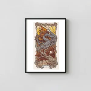 The Return of the King Mondo Poster by Aaron Horkey | Epic LOTR Fantasy Movie Posters xe2x80x93 Portrait Frame Wall Art Mockup | MerchFuse