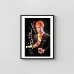 David Bowie in The Man Who Fell to Earth Poster | Martin Ansin Mondo Movie Posters xe2x80x93 Portrait Frame Wall Art Mockup | MerchFuse