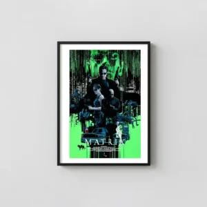 The Matrix (Vance Kelly) Alternative Movie Poster | Neo, Trinity, and Morpheus Best Sellers xe2x80x93 Portrait Frame Wall Art Mockup | MerchFuse
