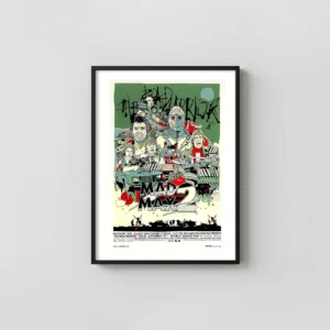 Tyler Stout "The Road Warrior" Mad Max 2 Mondo Poster (Tyler Stout 2008) Action & Adventure Movie Posters xe2x80x93 Portrait Frame Wall Art Mockup | MerchFuse