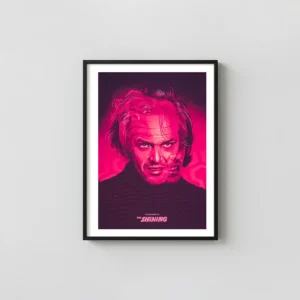 The Shining Poster | Jack Torrance Pink Glitch Art | Stanley Kubrick Movie Movie Posters xe2x80x93 Portrait Frame Wall Art Mockup | MerchFuse