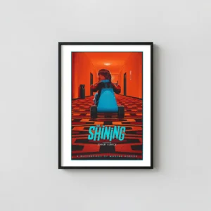 The Shining Laurent Durieux Mondo Poster - Danny on Tricycle Overlook Hotel Movie Posters xe2x80x93 Portrait Frame Wall Art Mockup | MerchFuse