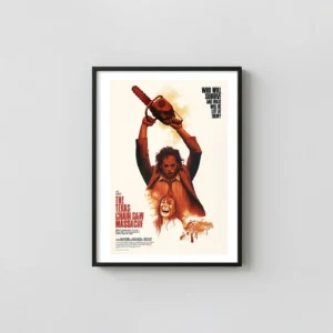 The Texas Chain Saw Massacre Mondo Art Poster | Leatherface Horror Film Horror Movies Posters xe2x80x93 Portrait Frame Wall Art Mockup | MerchFuse