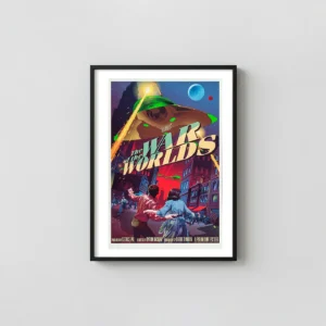 H.G. Wells' The War of the Worlds (1953) Stan Vince Mondo Art Poster Movie Posters xe2x80x93 Portrait Frame Wall Art Mockup | MerchFuse
