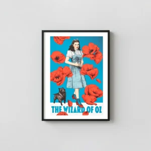 The Wizard of Oz (Mondo Art Print) by Jennifer Dionisio | Dorothy & Poppies Movie Posters xe2x80x93 Portrait Frame Wall Art Mockup | MerchFuse